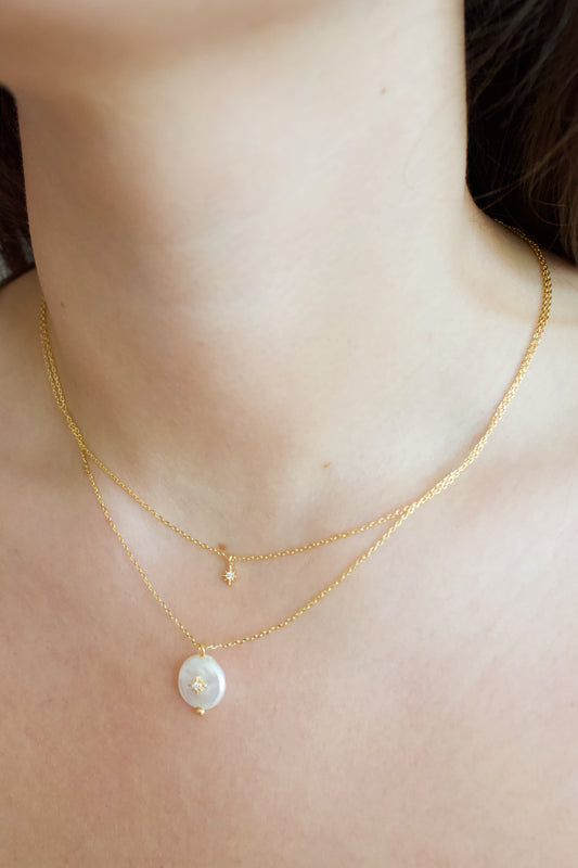 2 Layer Pearl & Starburst Necklace