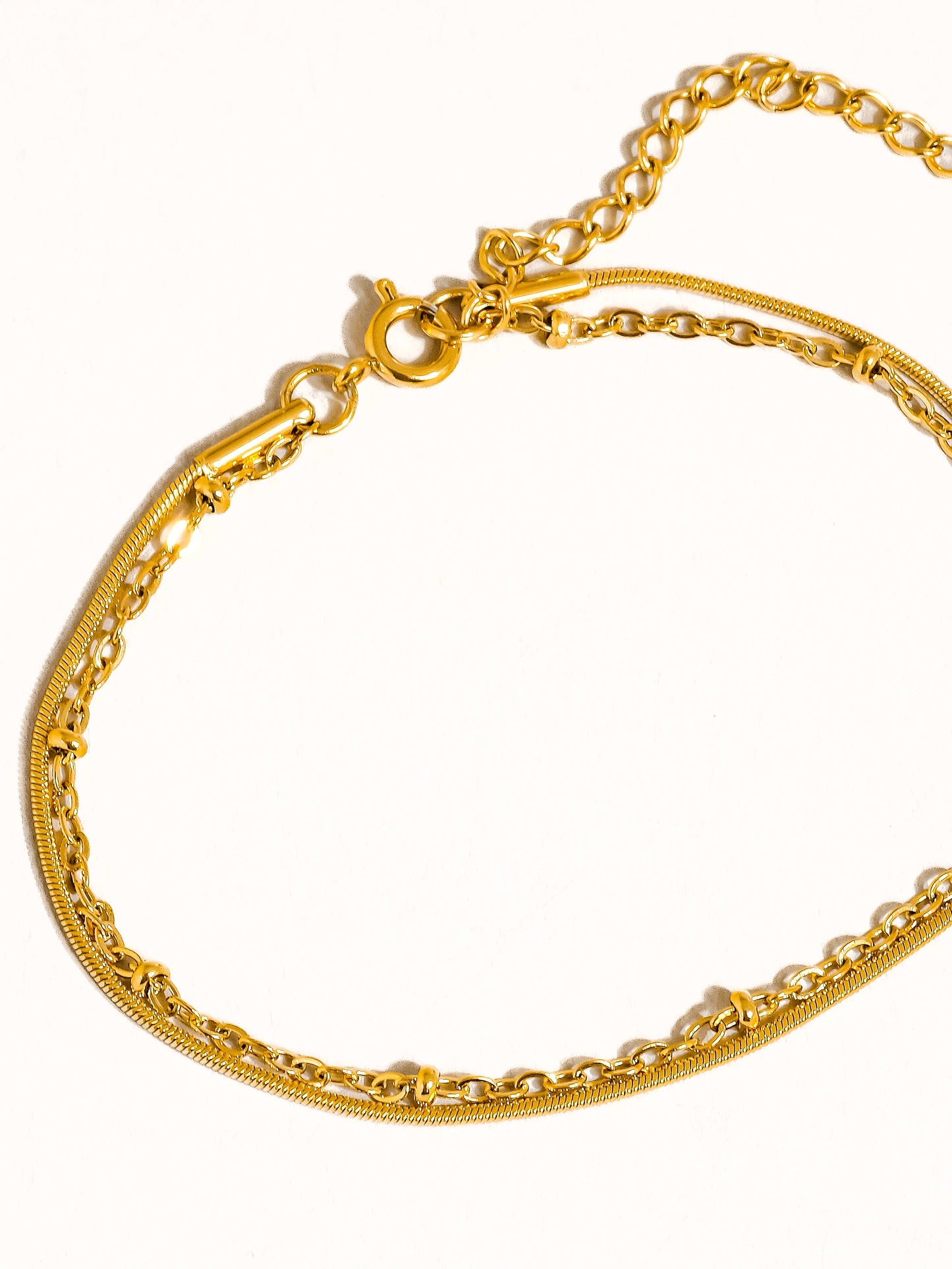 Thin Double Chain Gold Bracelet