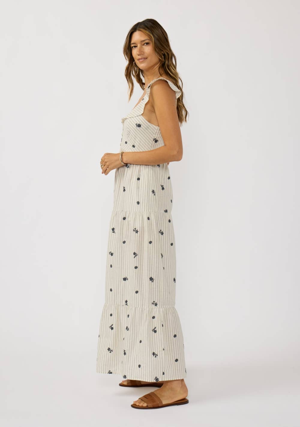 Deirdre Embroidered Stripe Maxi Dress