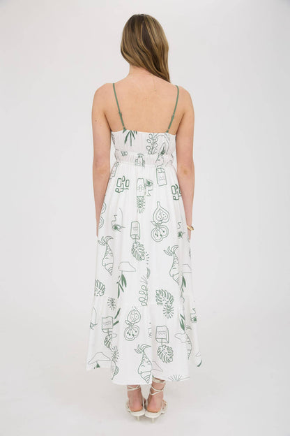 Parloma Green Print Midi Dress