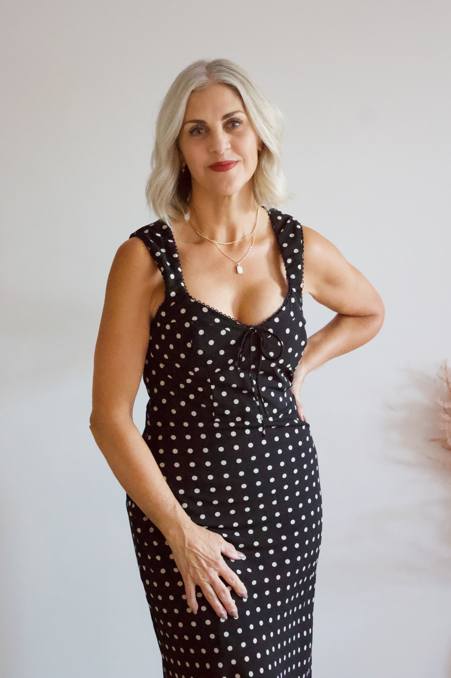 Dorinda Polka-Dot Midi