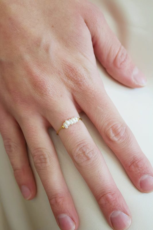 Pearl Gold Band Ring