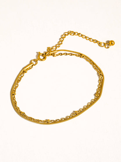 Thin Double Chain Gold Bracelet
