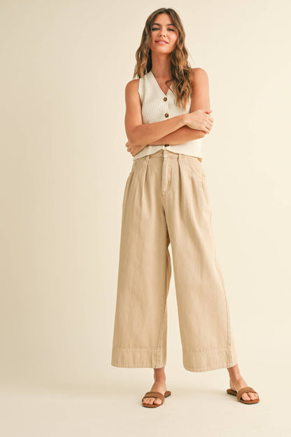 Annabeth Tan Pleated Pants