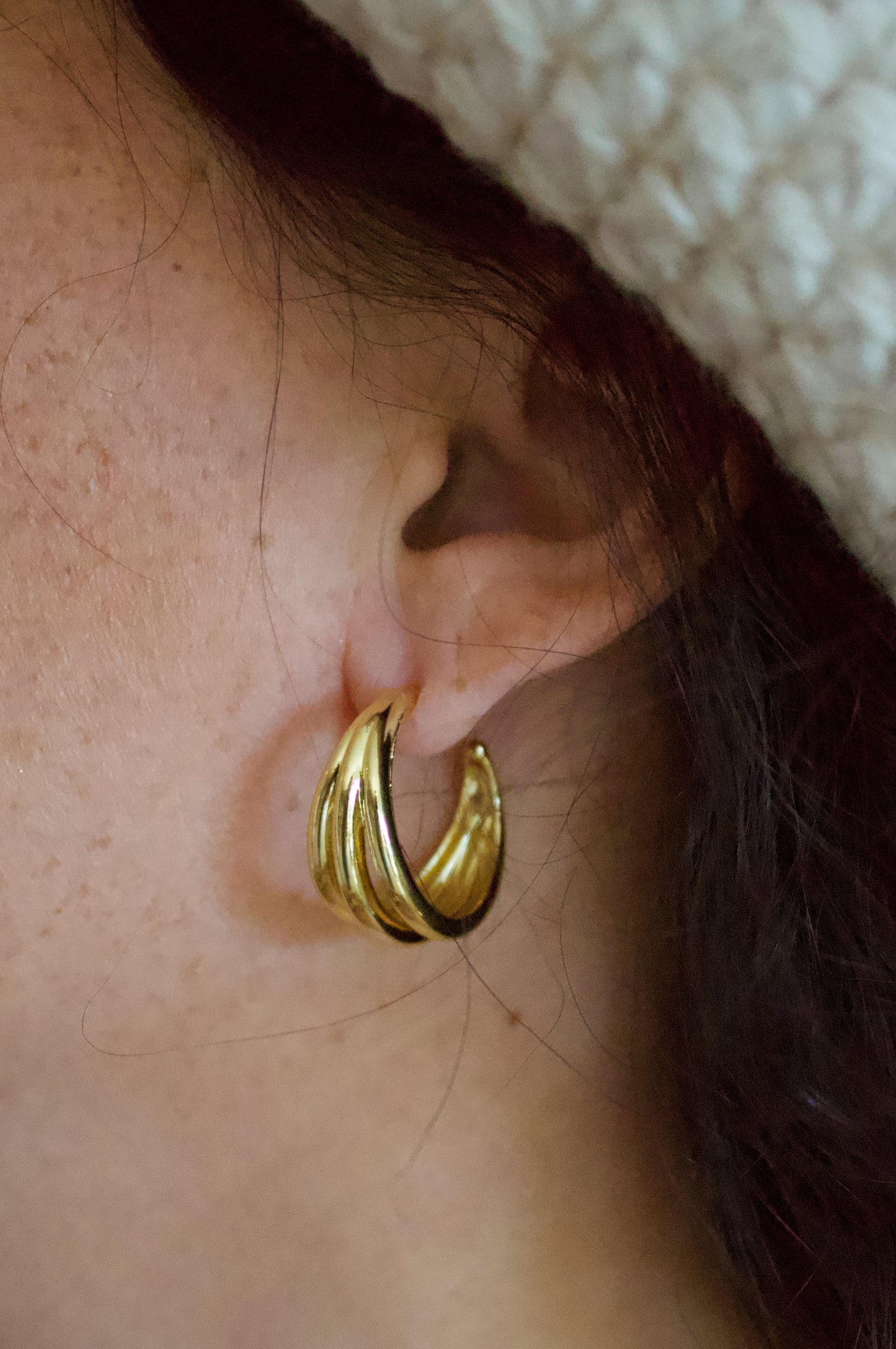 Geometric Triple Hoop Earring