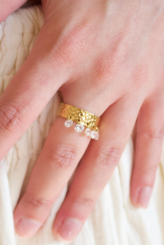 Hammered Ring Band with Beads