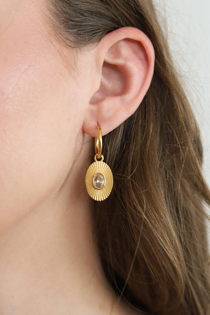 Burst Oval CZ Earring
