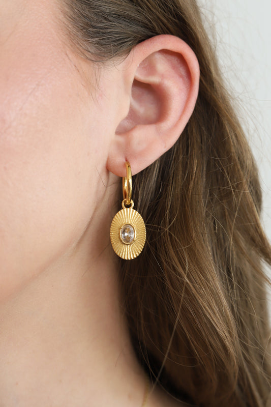 Burst Oval CZ Earring