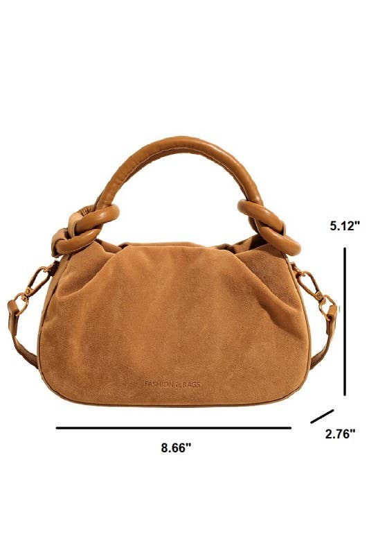 Faux Suede Tote Camel Bag
