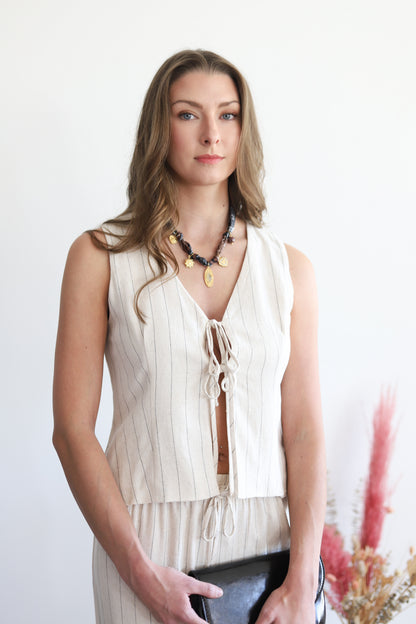 Serinda Stripe Cream Vest