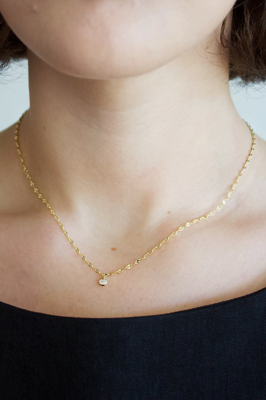 Dainty Gold Dip Cz Necklace