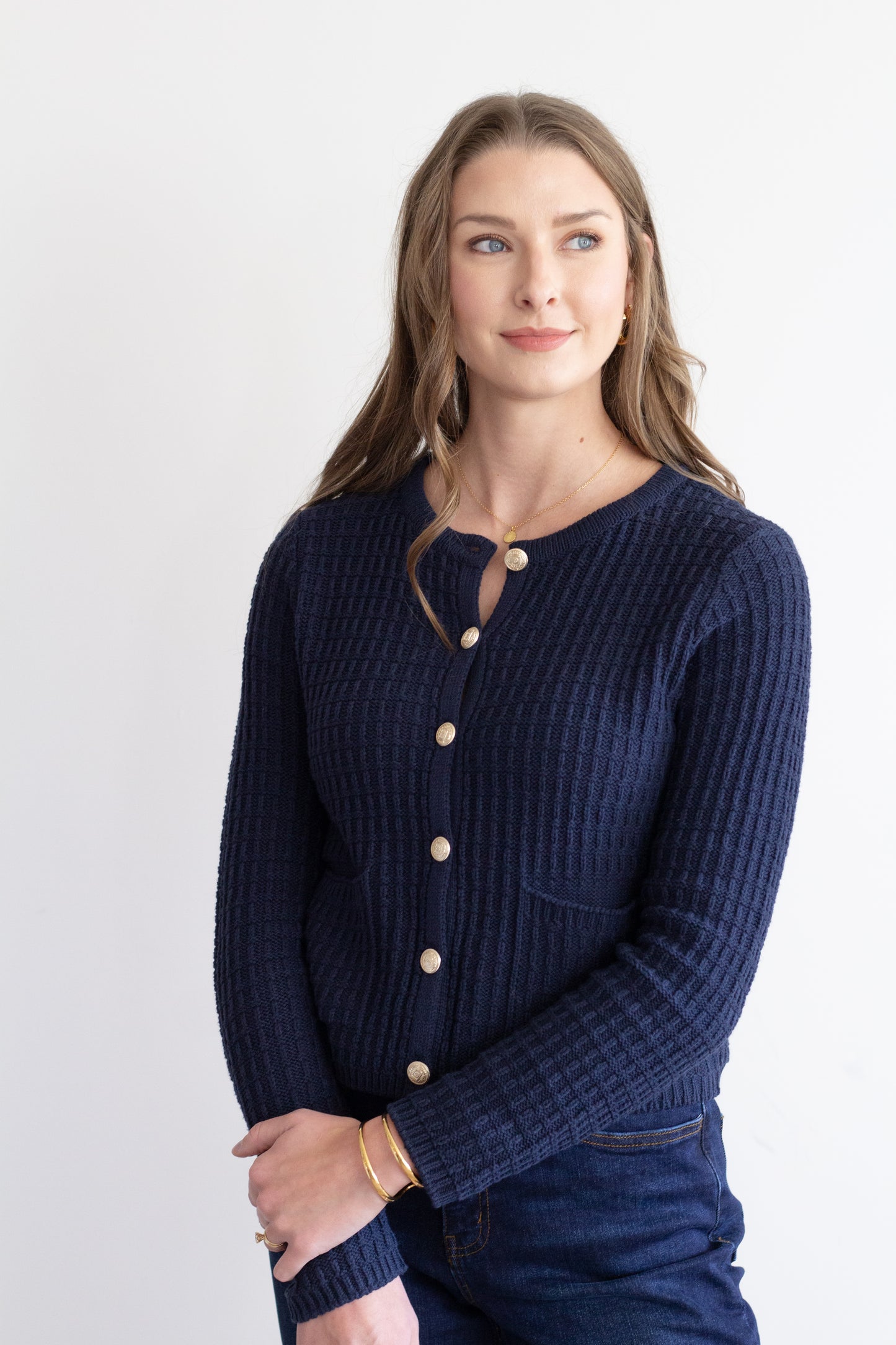 Katie Textured Navy Cardigan