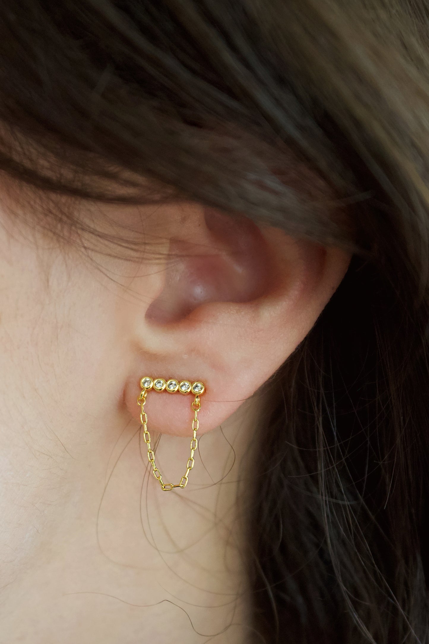 Pave Bar Chain Link Earring