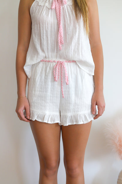 Mayah Gingham Ribbon White Set