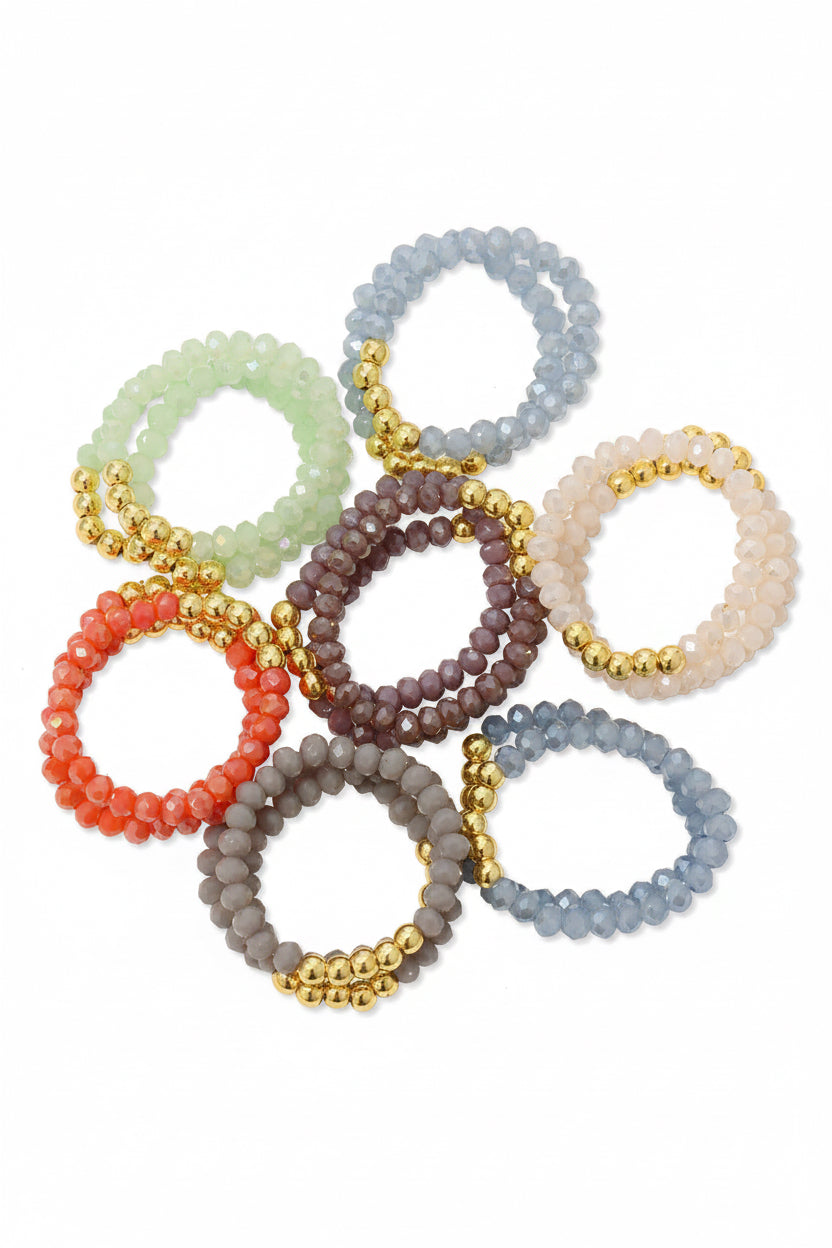 Crystal Beaded. 5 Bead Ring