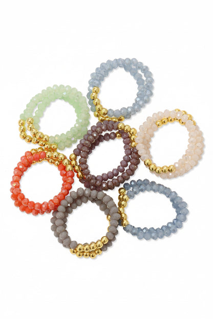 Crystal Beaded. 5 Bead Ring