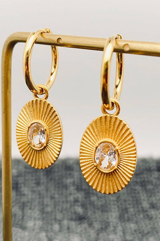 Burst Oval CZ Earring