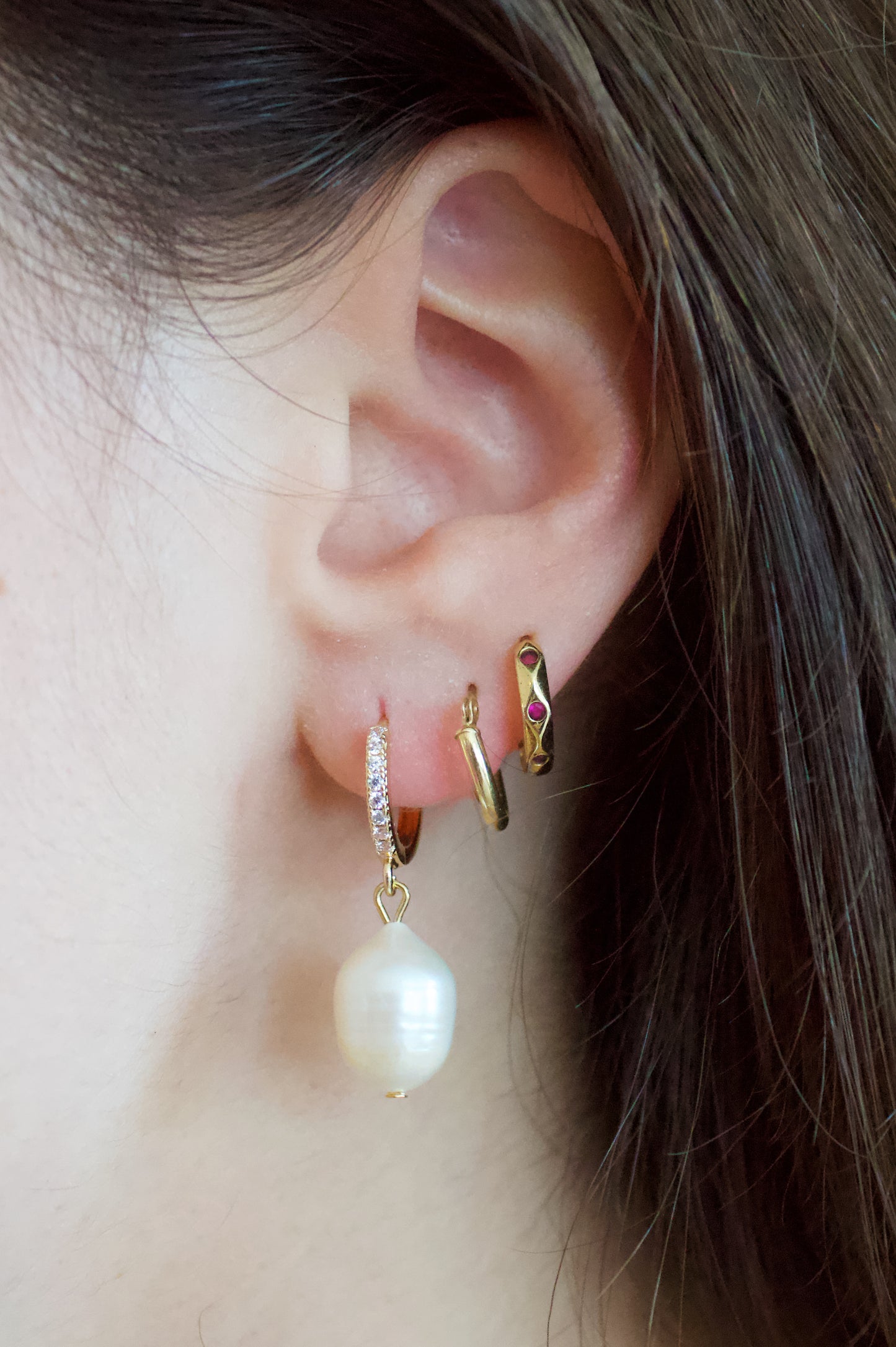 Pearl Huggie Earrings