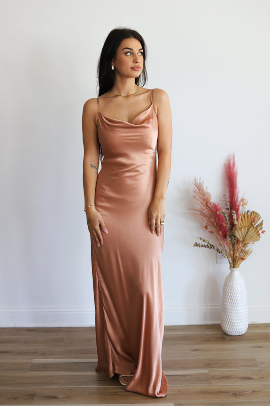 Anyanka Orange Satin Maxi