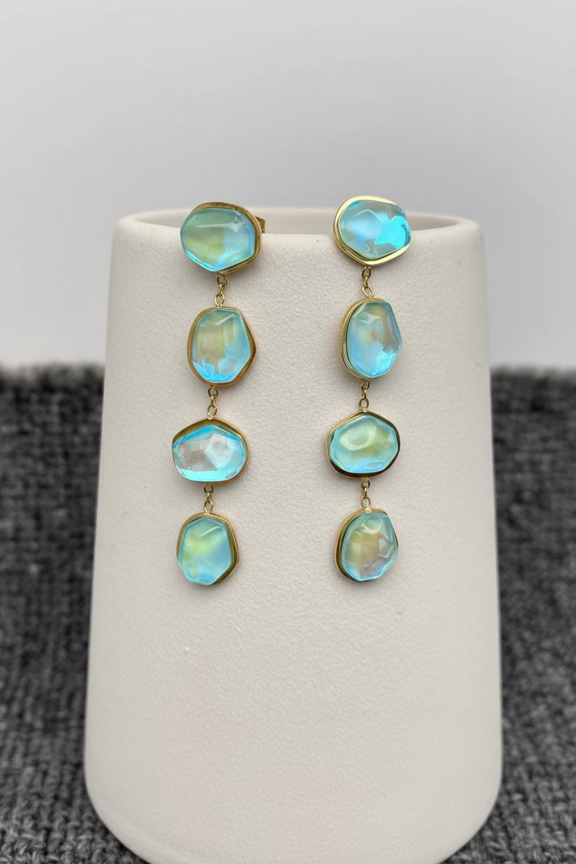Blue Acrylic Long Earring