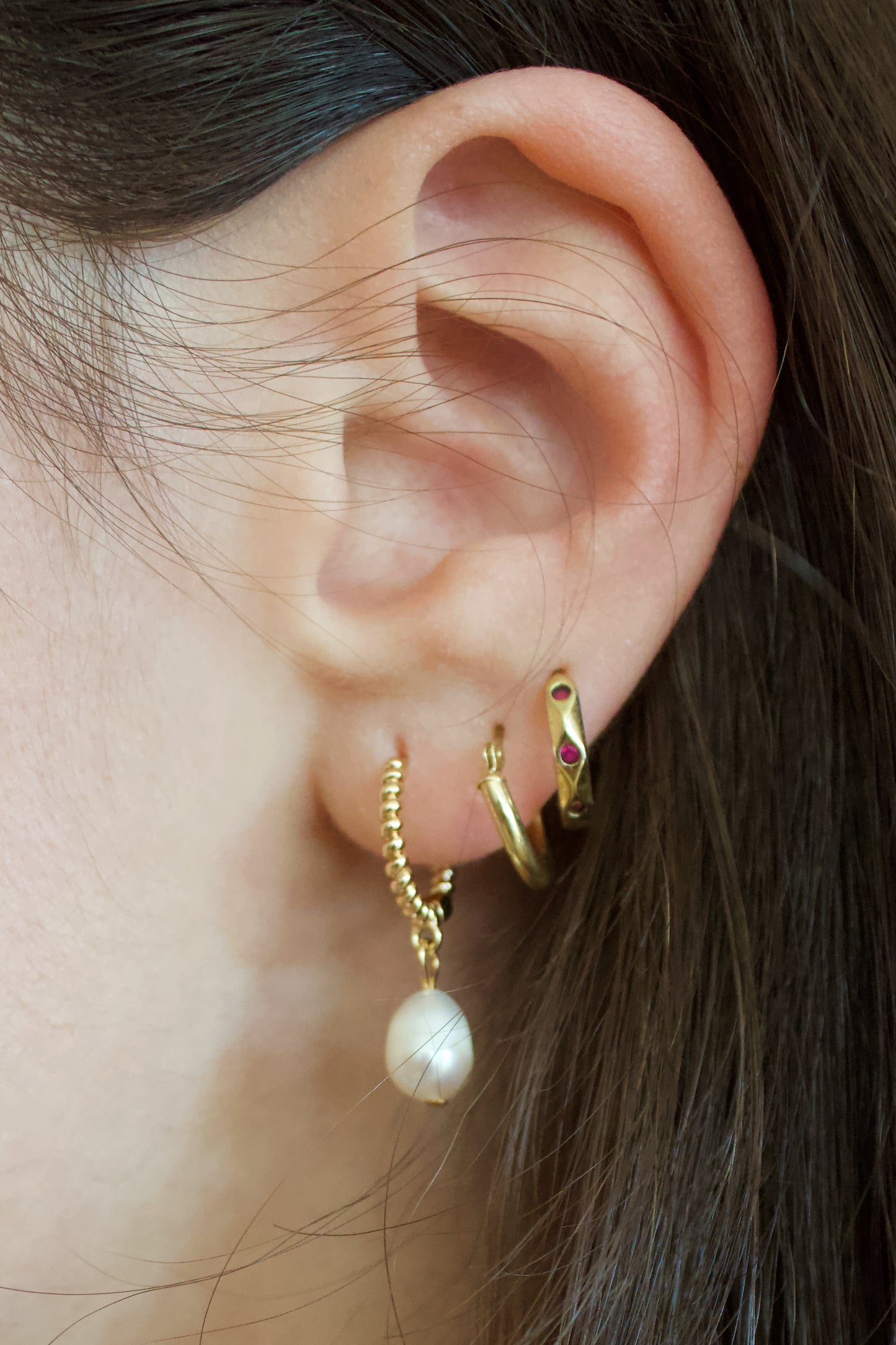 Pearl Huggie Earrings