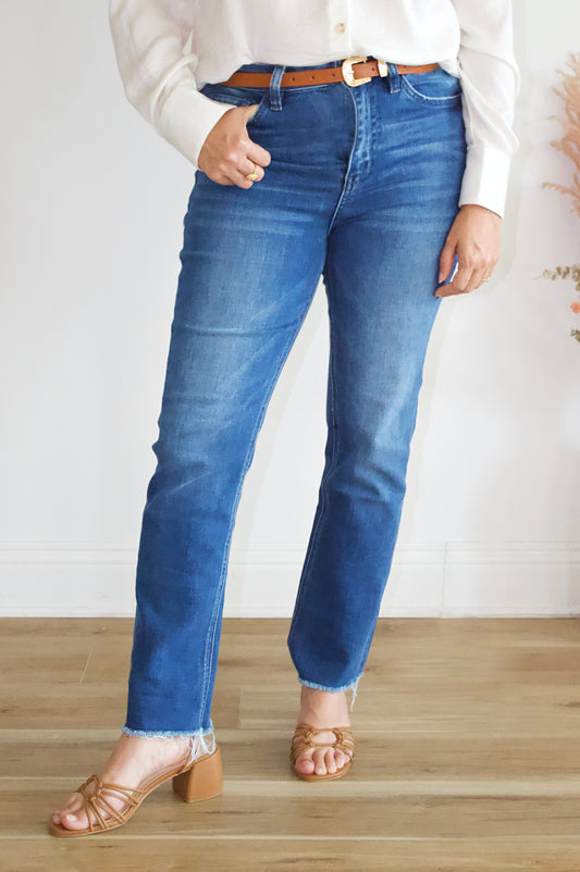 High Rise Slim Straight Jeans