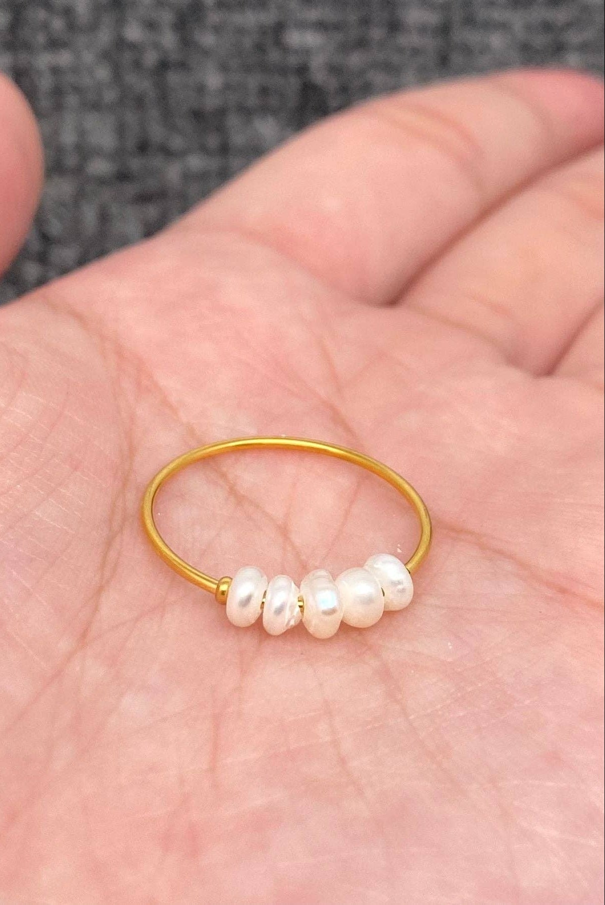 Thin Multi Pearl Gold Ring
