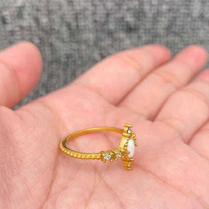 Inlaid CZ&Opal Ring