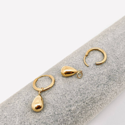 Gold Teardrop Charm Huggie
