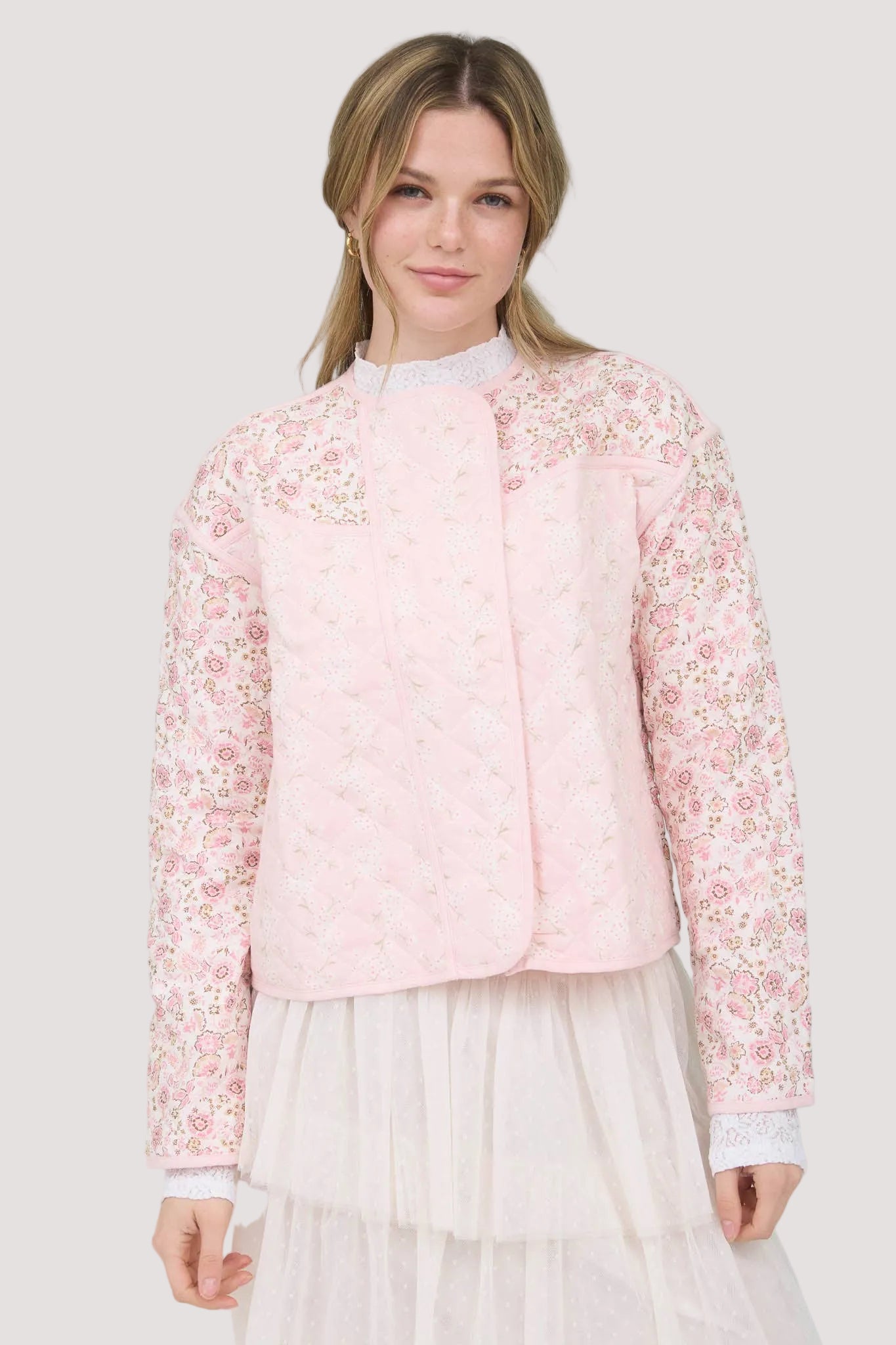 Floral Block Quilt Jacket