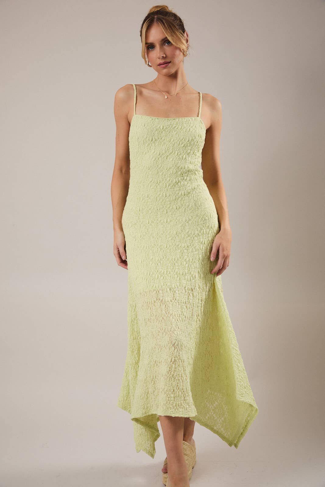 Lacie Asymmetrical Green Midi Dress