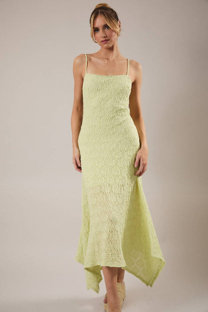 Lacie Asymmetrical Green Midi Dress