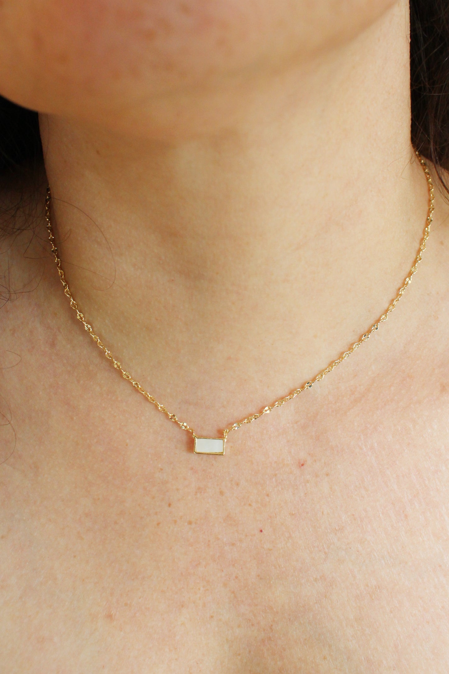 MOP Rectangle Pendant Necklace