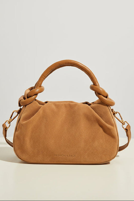 Faux Suede Tote Camel Bag