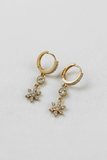 CZ Flower Hoop Earrings