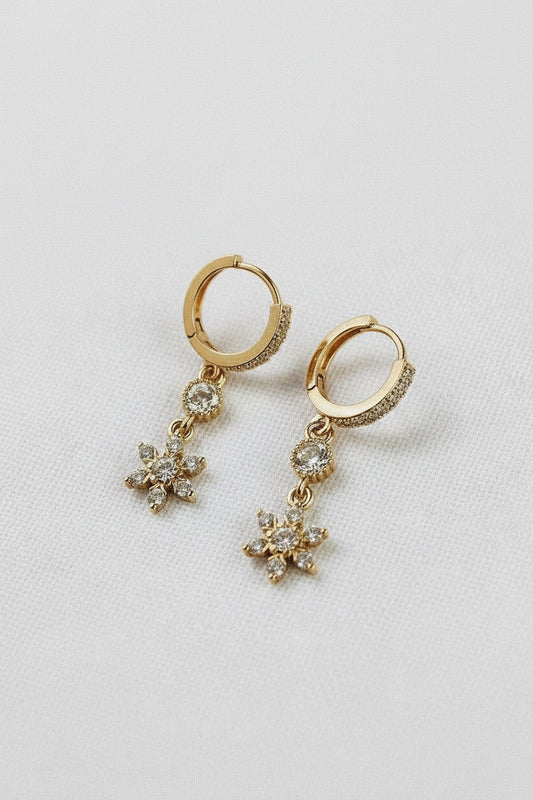 CZ Flower Hoop Earrings