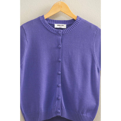 Jalissa Button Purple Cardigan Top