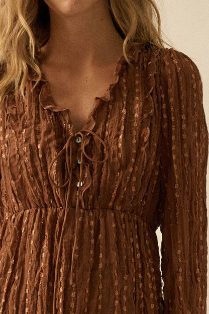 Carly Chiffon Brown Dress