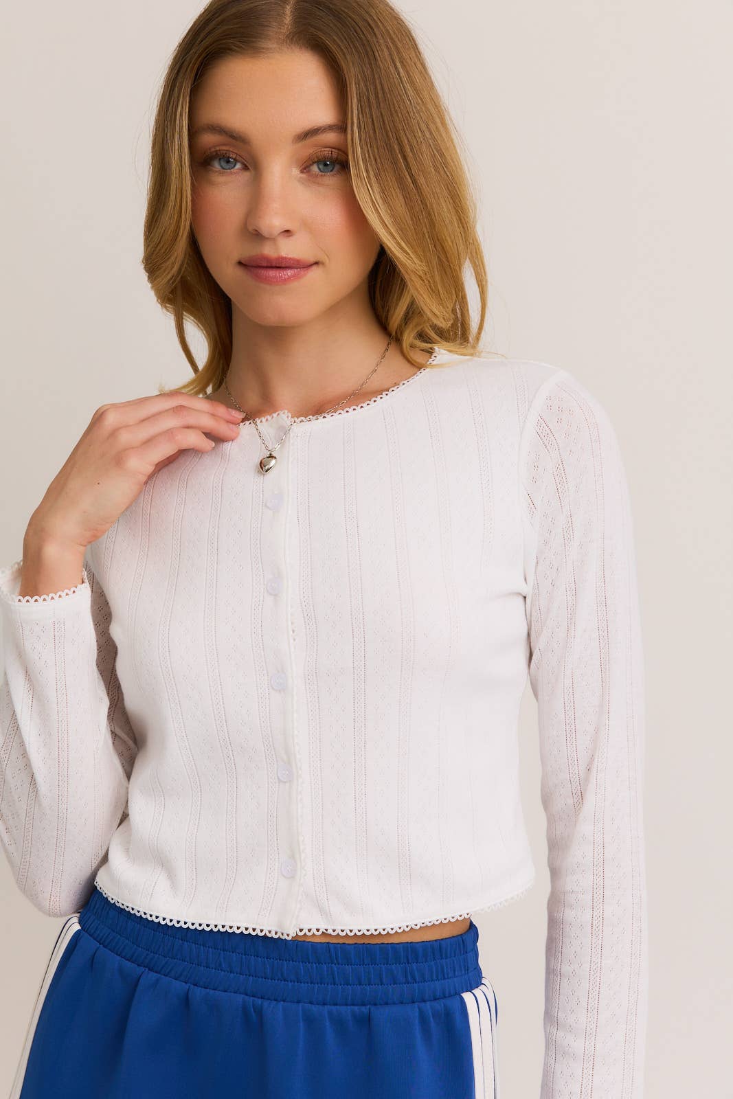 Rachael White Pointelle Cardigan
