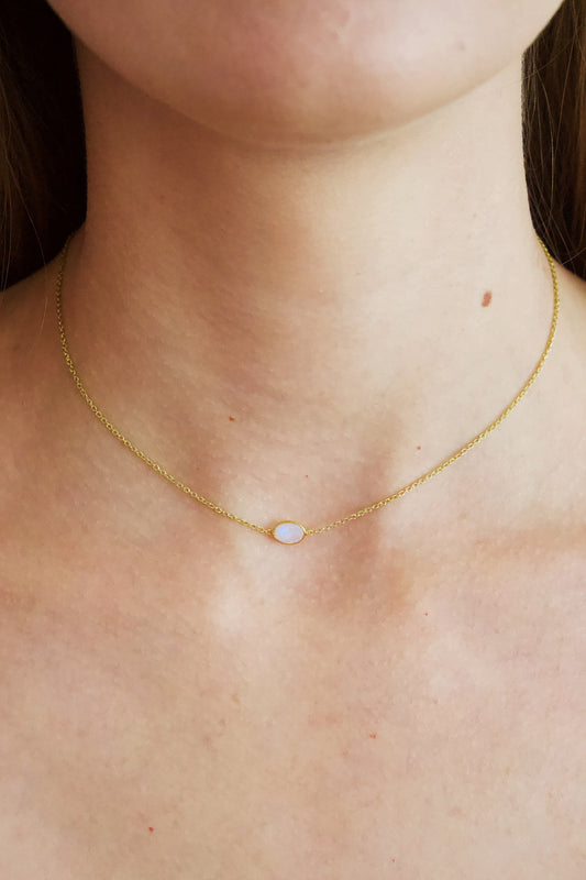Dainty Faceted Stone Necklace