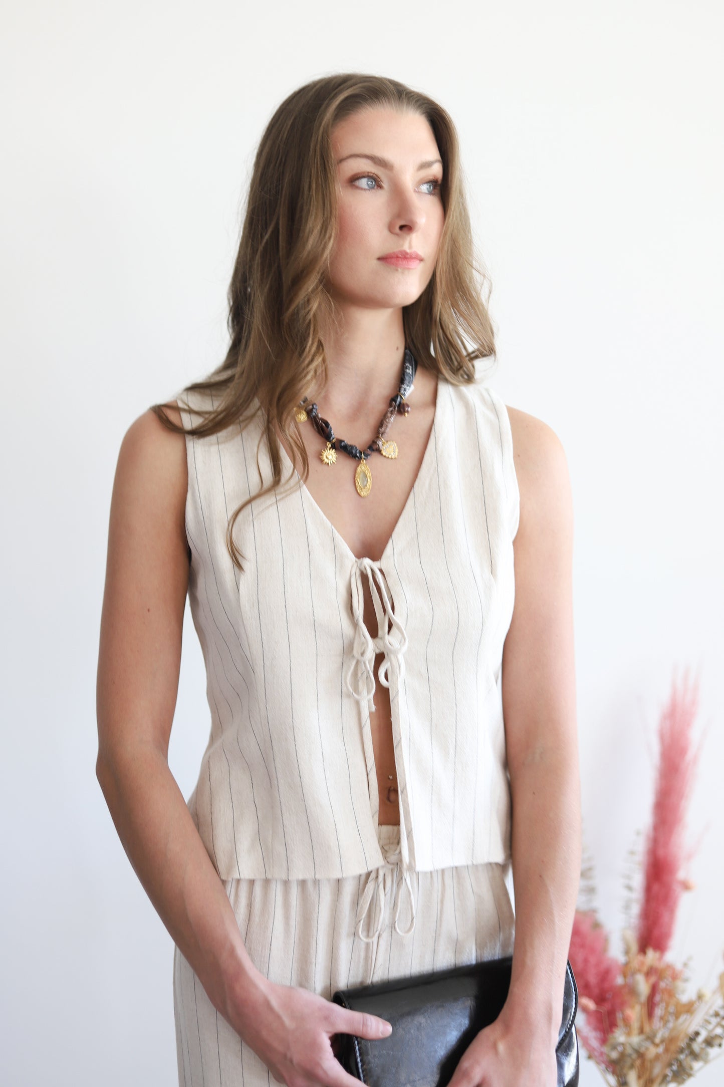 Serinda Stripe Cream Vest