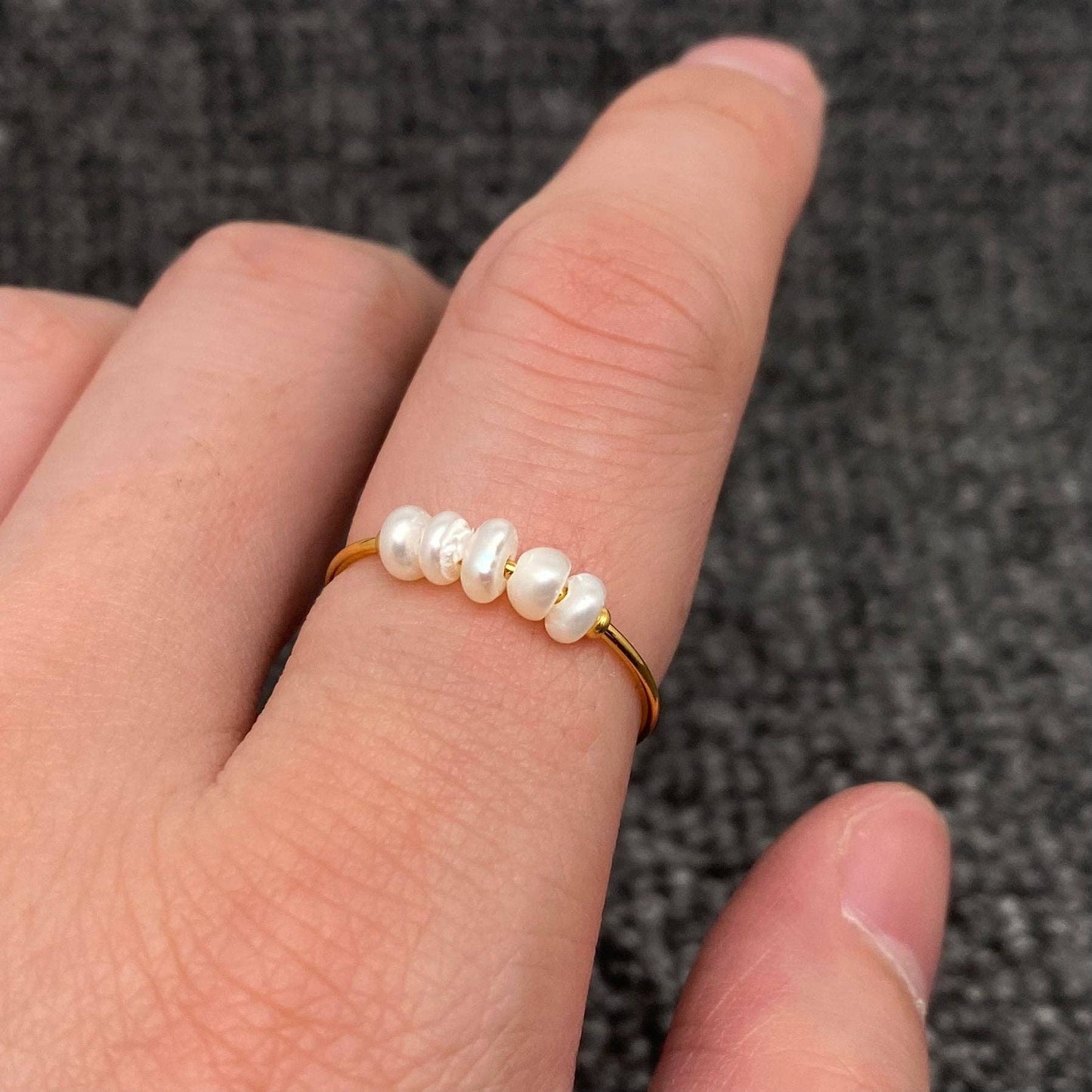 Thin Multi Pearl Gold Ring