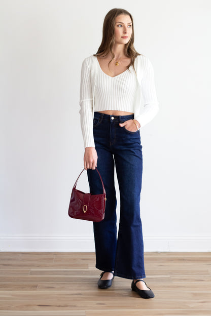 White Ribbed Cardigan & Tank Set