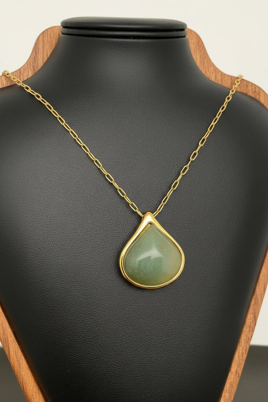 Teardrop Large Jade Stone Necklace