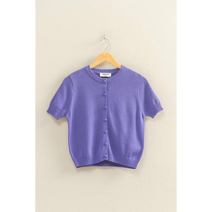 Jalissa Button Purple Cardigan Top