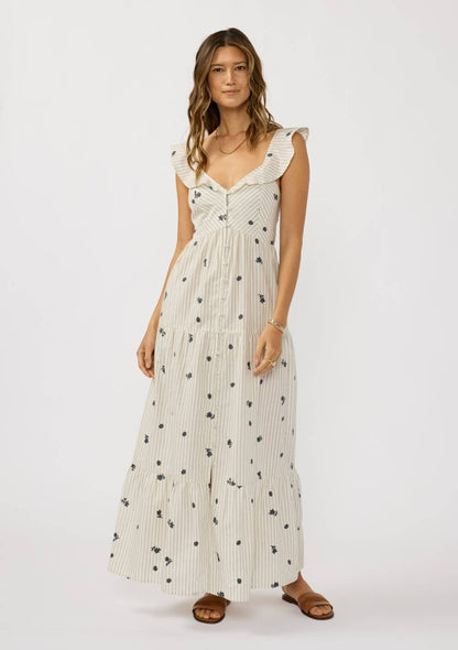 Deirdre Embroidered Stripe Maxi Dress