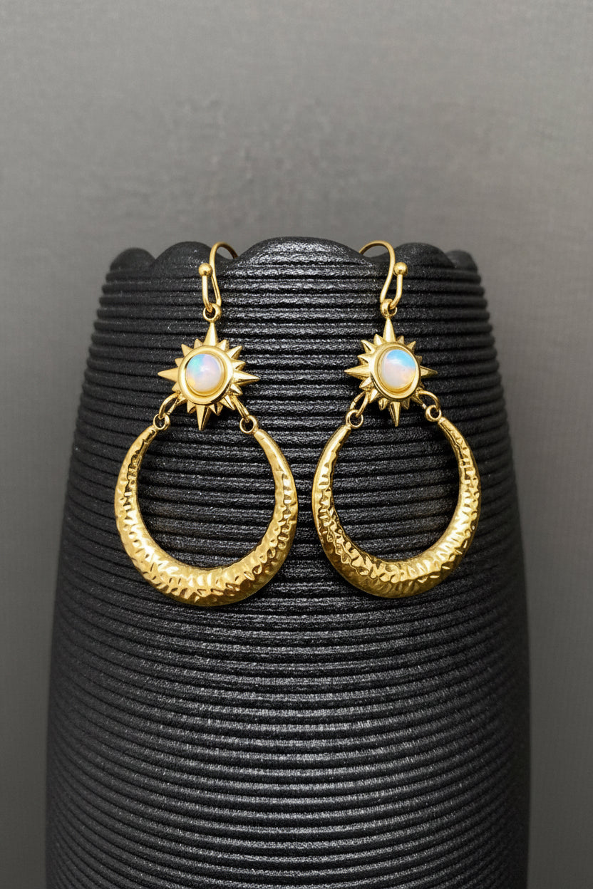 Opal Star Hoop Earring
