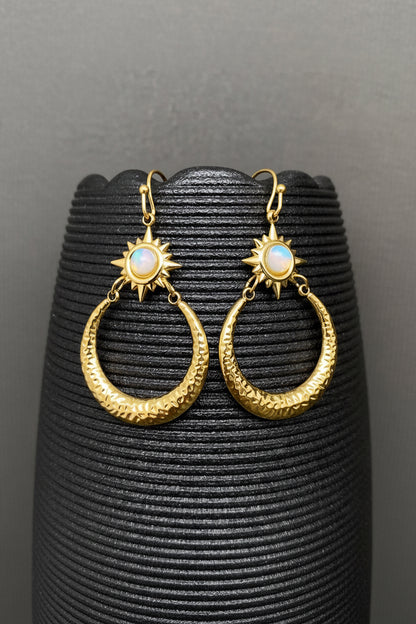 Opal Star Hoop Earring