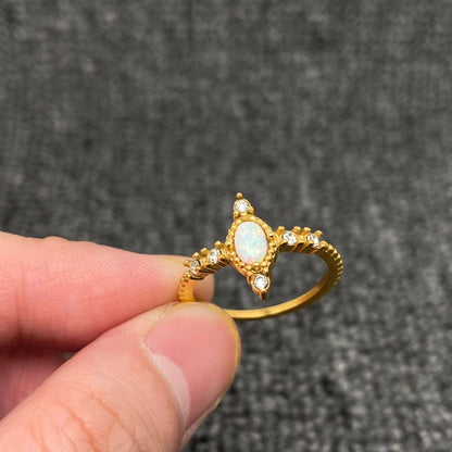 Inlaid CZ&Opal Ring