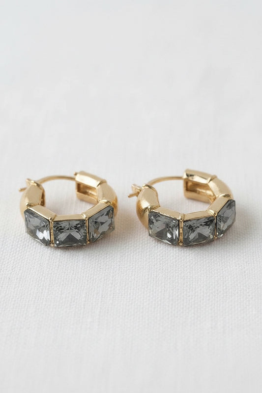 Square CZ Huggie Earring